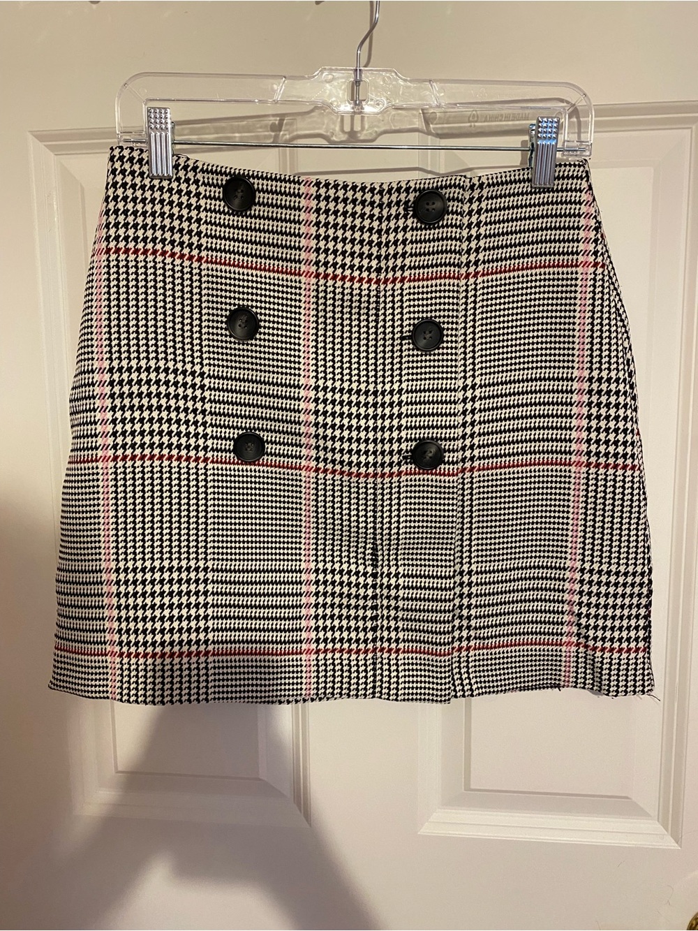 Primark plaid tweed houndstooth a-line mini skirt, size 6